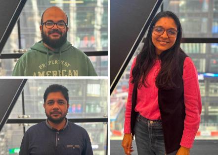 Three photos of current GSB students