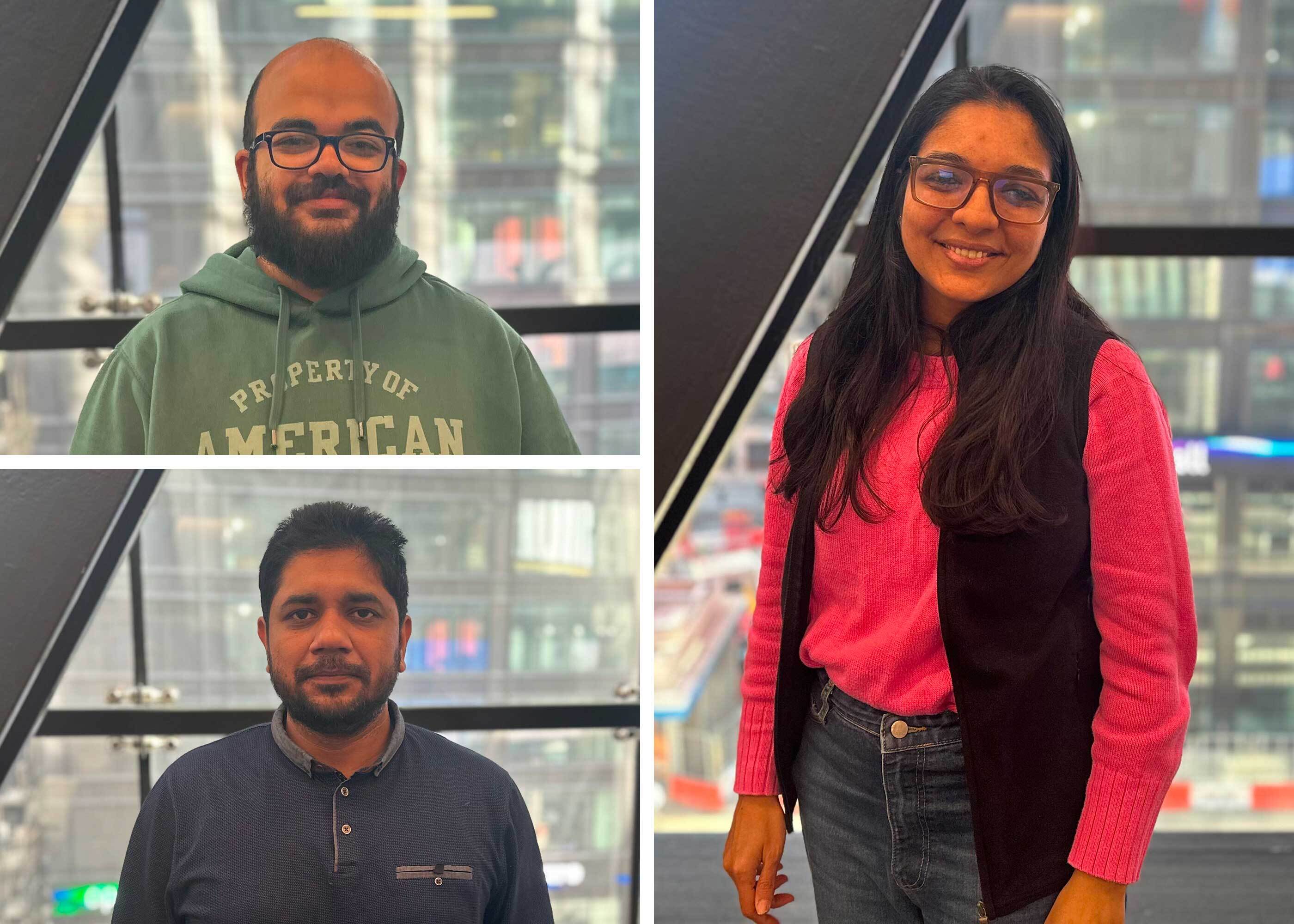 Three photos of current GSB students